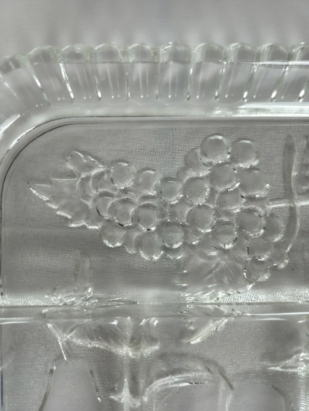 Clear Glass Divided Serving Tray with Fruit Motif